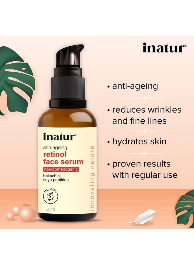 INATUR - Retinol Serum For Face With Bakuchiol | Anti-Ageing| Reduces Fine Lines & Wrinkles| 30Ml - Image 1