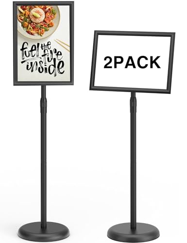 KOOV Sign Holder 85x11 inchAdjustable Sign Stand for Display Floor Standing Sign Holder Stand Pedestal Heavy Duty Poster Stand with Round Base for Display Advertisement and Outdoor 2Pack