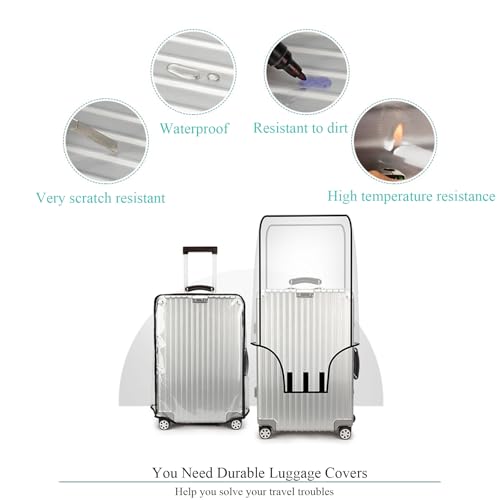 Wsstacxy 32 inch Luggage Cover Suitcase Protector Clear PVC Travel Luggage Covers Luggage Protector Suitcase Cover - Image 2