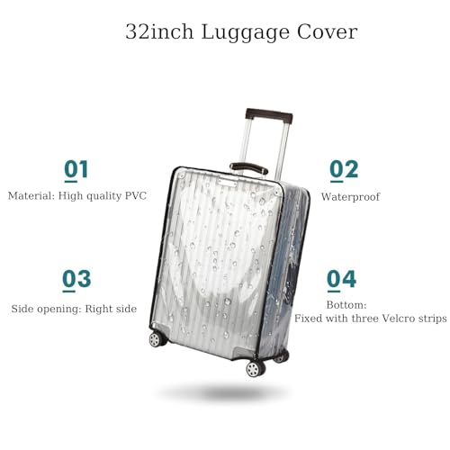 Wsstacxy 32 inch Luggage Cover Suitcase Protector Clear PVC Travel Luggage Covers Luggage Protector Suitcase Cover - Image 3