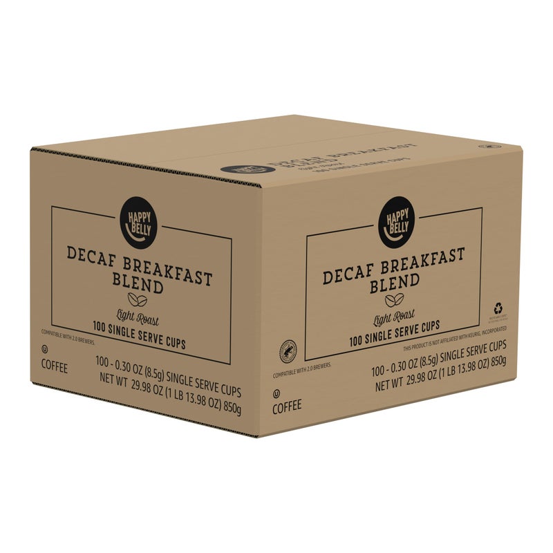 Amazon Brand - Happy Belly Decaf Light Roast Coffee Pods, Breakfast Blend, Compatible with Keurig 2.0 K-Cup Brewers, 100 Count - Image 5