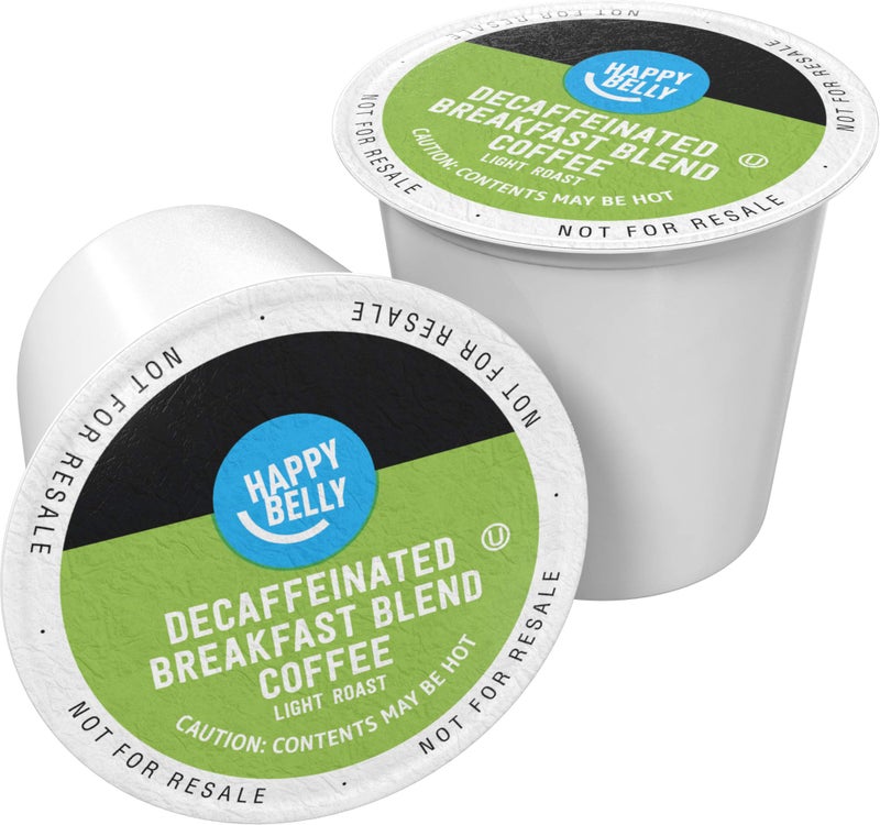 Amazon Brand - Happy Belly Decaf Light Roast Coffee Pods, Breakfast Blend, Compatible with Keurig 2.0 K-Cup Brewers, 100 Count - Image 1
