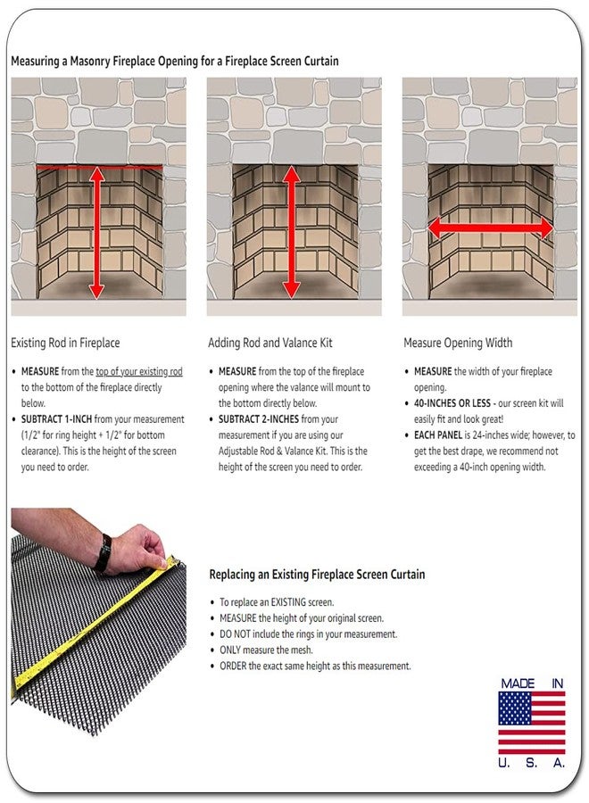 Midwest Hearth Fireplace Screen Mesh Curtain 16" High (Made in USA) Two 24" Wide Panels (Antique Bronze) - Image 2