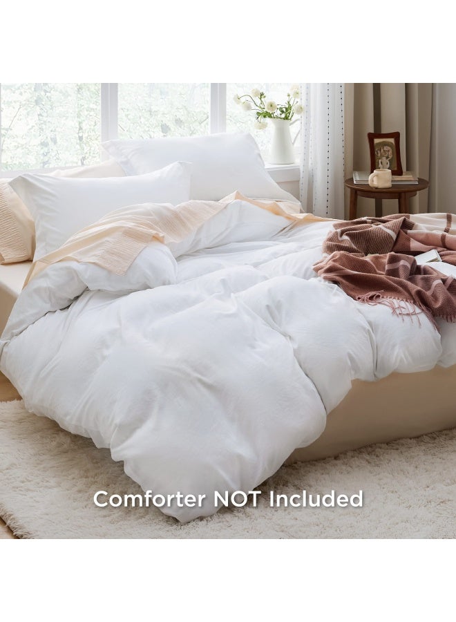 Bedsure White Duvet Cover King Size Soft Prewashed Set 3 Pieces 1 Duvet Cover 104X90 Inches With Zipper Closure And 2 Pillow Shams  - Image 2