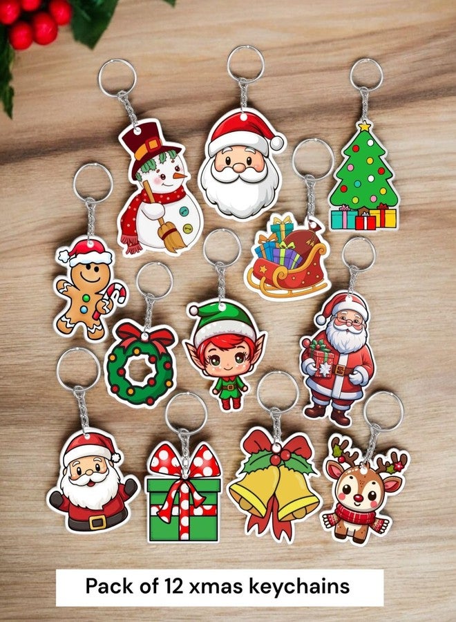 GLITREEPROPS 12 pieces Christmas Keychains for Kids | Xmas Tree, Santa Claus, Snowman, Keyring wholesale Pendants | Festive Holiday Ornaments | Return Gifts, Stocking Stuffers, Party Favors - Image 4