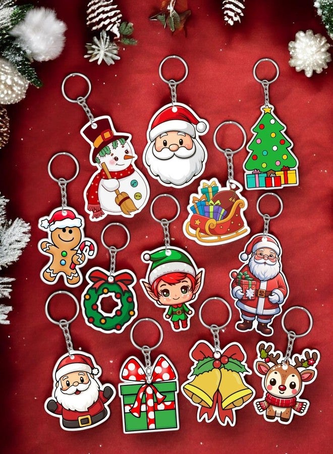 GLITREEPROPS 12 pieces Christmas Keychains for Kids | Xmas Tree, Santa Claus, Snowman, Keyring wholesale Pendants | Festive Holiday Ornaments | Return Gifts, Stocking Stuffers, Party Favors - Image 2