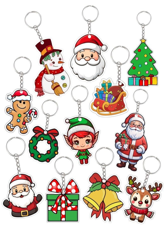GLITREEPROPS 12 pieces Christmas Keychains for Kids | Xmas Tree, Santa Claus, Snowman, Keyring wholesale Pendants | Festive Holiday Ornaments | Return Gifts, Stocking Stuffers, Party Favors - Image 1