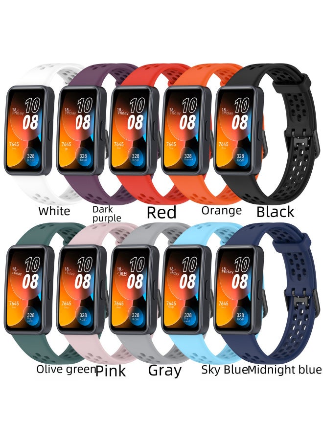 For huawei Bracelet 8 Silicone Strap For huawei Band8 Breathable Silicone Wristband-Color:Black  - Image 2