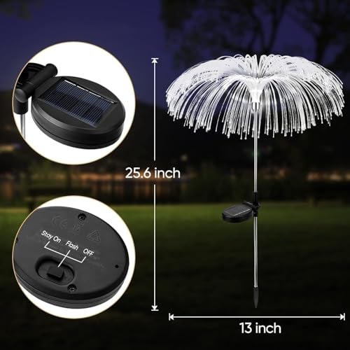 PremiumAV Solar Firework Jellyfish Lights – 2-Pack 7-Color Changing LED Garden Stake Lights for Outdoor Landscape, Yard, Lawn, Patio, Pathway & Waterproof Decorative Lighting - Image 4
