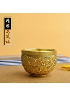 Vintage Brass Dragon Phoenix Cup Decor[bulk] golden dragon and phoenix cup [bulk] golden dragon and phoenix cup