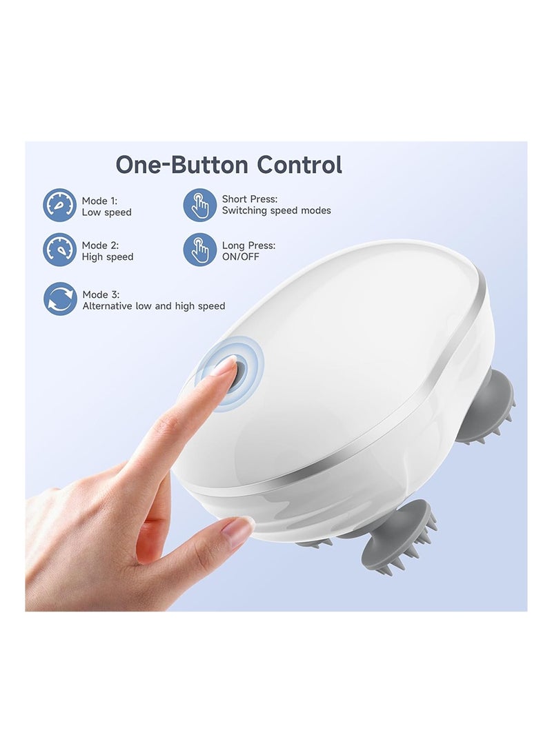 كادي ون جهاز تدليك كهربائي مع 4 رؤوس تدليك قابلة للازالة، مدلك فروة الرأس الكهربائي المحمول قابل لإعادة الشحن ومقاوم للماء مناسب لتدليك الرأس وكامل الجسم، جهاز مساج ب 3 أوضاع تدليك قابلة للتعديل - Image 2