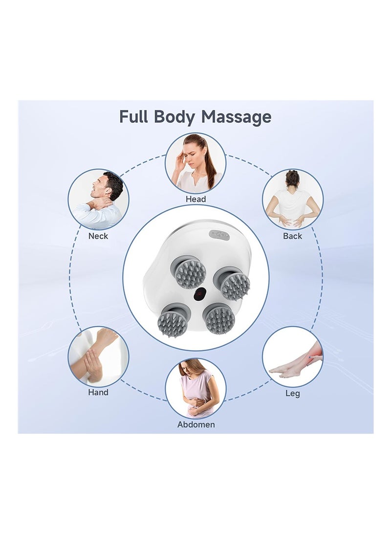 كادي ون جهاز تدليك كهربائي مع 4 رؤوس تدليك قابلة للازالة، مدلك فروة الرأس الكهربائي المحمول قابل لإعادة الشحن ومقاوم للماء مناسب لتدليك الرأس وكامل الجسم، جهاز مساج ب 3 أوضاع تدليك قابلة للتعديل - Image 5