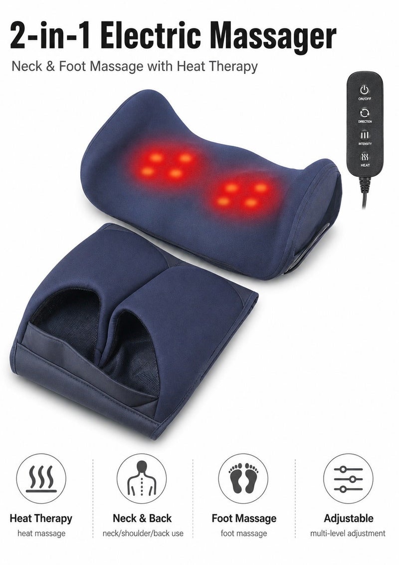 WALALLA Multifunctional Foot and Leg Massager with Heat, Electric Foot Kneading Massage Machine with 3 Modes, 15-Min Auto Timer, Wired Controller, Detachable Foot Covers for Feet Calves Thighs Home Relaxation - Image 1