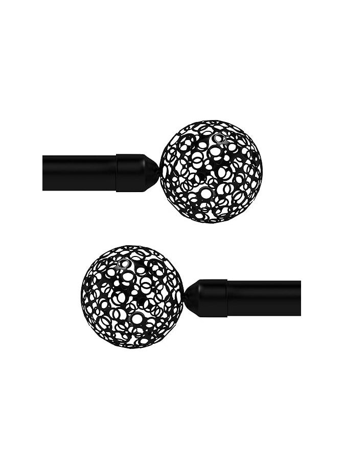 Story at Home Story@Home Adjustable Curtain Rod With Swirl And Brackets, Round Mesh - Black  - Image 1