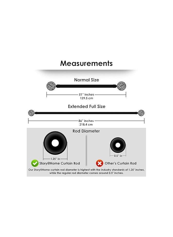 Story at Home Story@Home Adjustable Curtain Rod With Swirl And Brackets, Round Mesh - Black  - Image 3