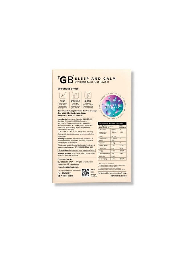 The Good Bug Sleep and Calm SuperGut Powder for Healthy Deep Sleep & Stress Relief |Melatonin |Pre & Probiotic Supplement for Men & Women | 4 Billion CFU of Clinically Proven Strains | 15 Days Pack - Image 2