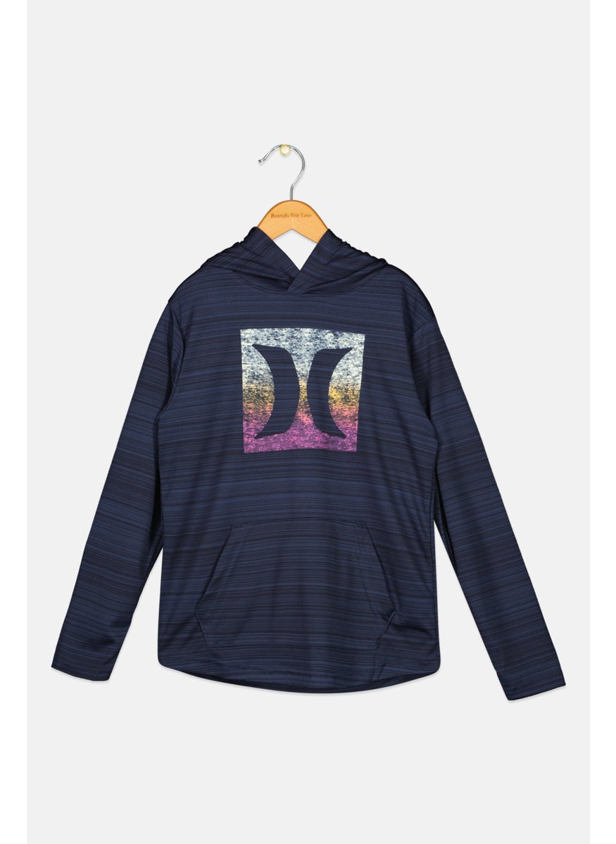 Hurley Kids Boy Sportswear Fit Long Sleeves Outdoor Sweatshirt, Navy  - Image 1