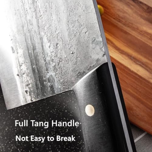 Freelander Serbian Chef Knife, Heavy Duty Handmade Forged Meat Cleaver for Meat Cutting, Full Tang High-Carbon Clad Steel Butcher Knife, Non-Slip Shock-Absorbing Handle and Leather Sheath - Image 3