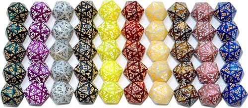 SmartDealsPro 50Pack D6 D12 D20 6 12 20 Sided Dice Polyhedral Dice with Pouch for DND RPG MTG Table Game D20 Dragon Pattern - Image 5