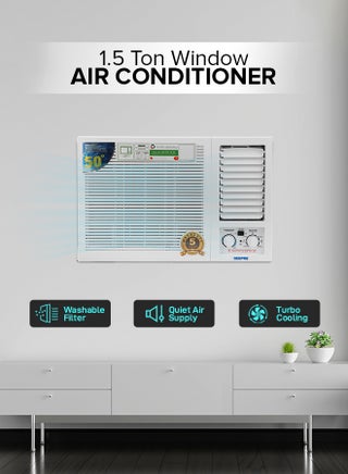 Air Conditioner, Turbo Function For quick Cooling, 1.5 Ton, 360 Degree 3D Air Delivery, Quiet Air Supply System, Washable Filter, Copper Pipe, T3 Rotary Compressor GACW18015SU White
