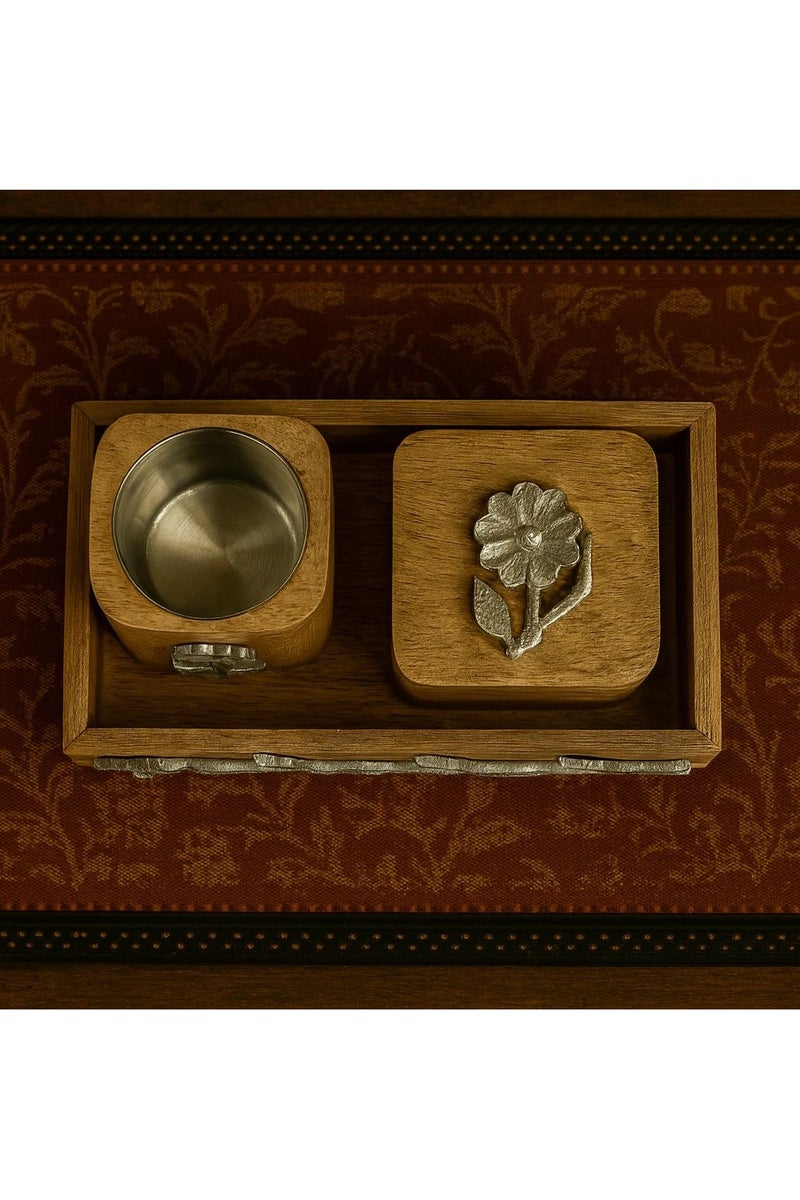 رومان جيفتس مجموعة مكونة من 3 حوامل عود بخور أنيقة من الخشب مع تطعيمات من الألومنيوم تضم المجموعة الفاخرة حامل صينية وحارق لتزيين المنزل أو الطاولات - Image 4