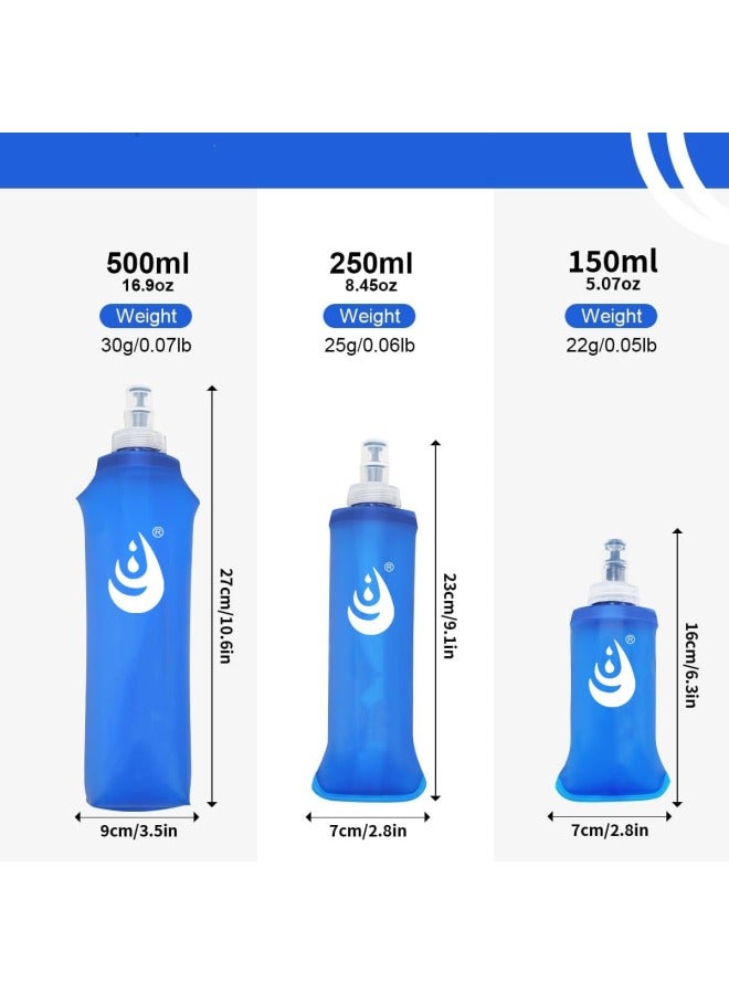 Food Grade Portable Folding Outdoor Soft Water Bag Outdoor Sports Mountaineering Cross-country Running Backpack TPU Soft Water Bottle-Color:Blue-Capacity:Soft Kettle 150ml  - Image 1