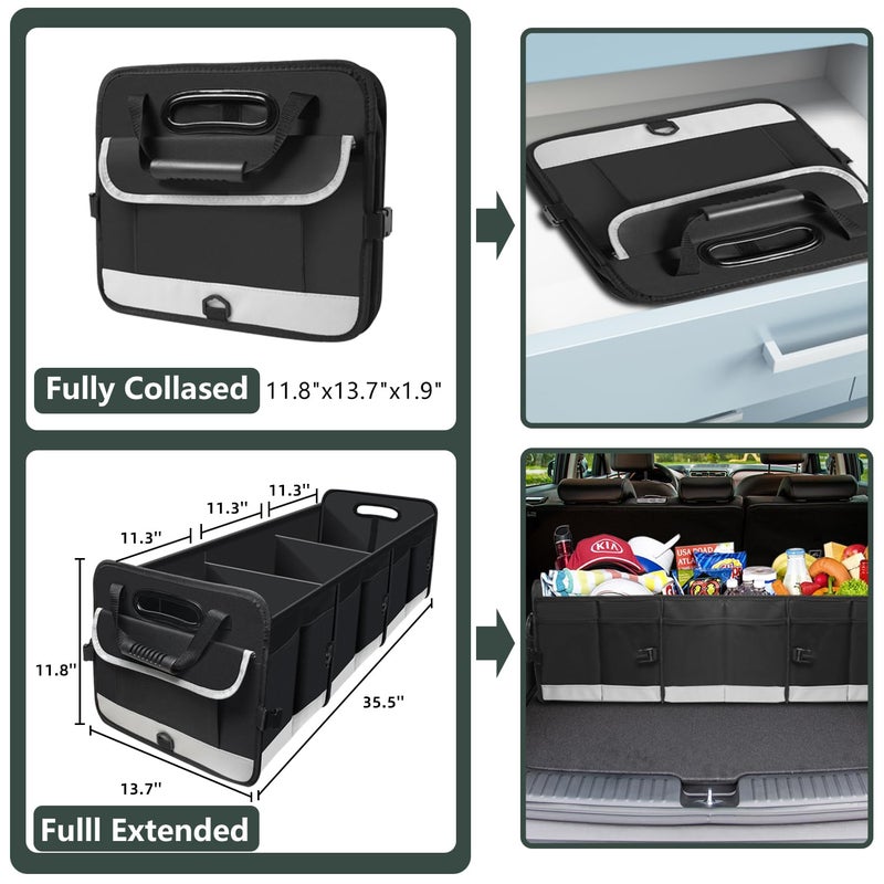 AOPHY Trunk Organizer for Car, 95L Large Capacity Storage with Non-Slip Bottom Strips and 2 Retractable Straps, Cargo Organizer for Suv, Truck, Sedan, Waterproof Portable Car Organizers for Women Men - Image 2