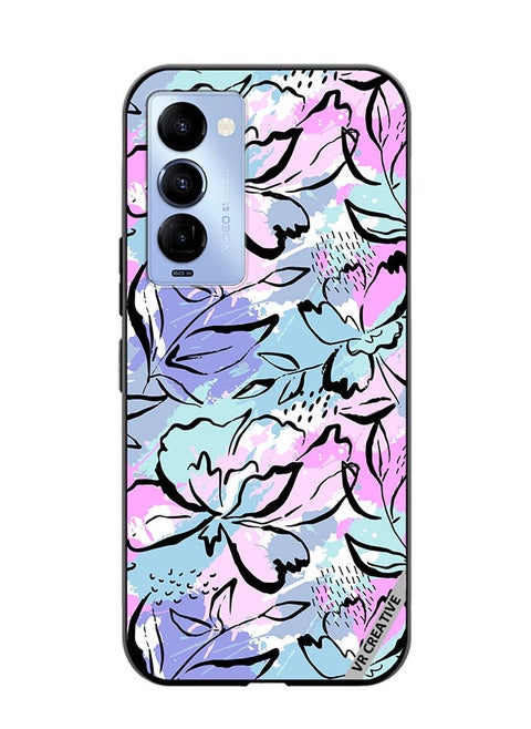 Protective Case Cover For Tecno Camon 18/18 P Abstract Flowers Print Design Multicolour