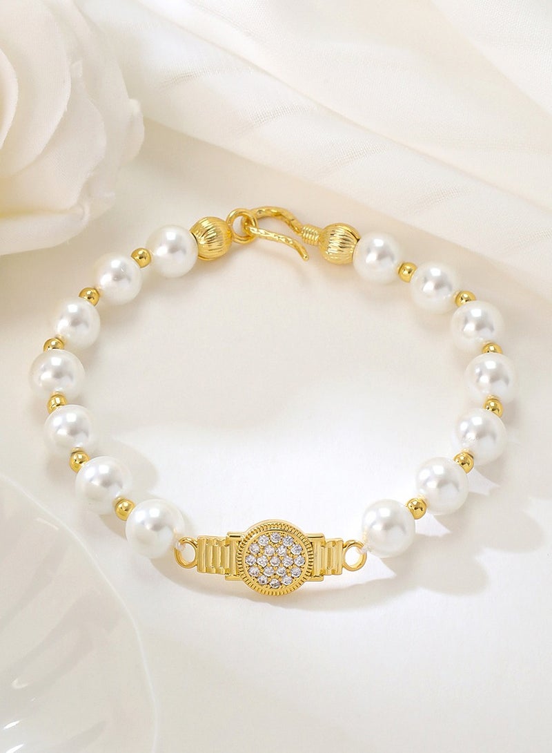 Mark Fairwhale French Minimalist Pearl Necklace Earring Bracelet Four Piece Set - Image 3