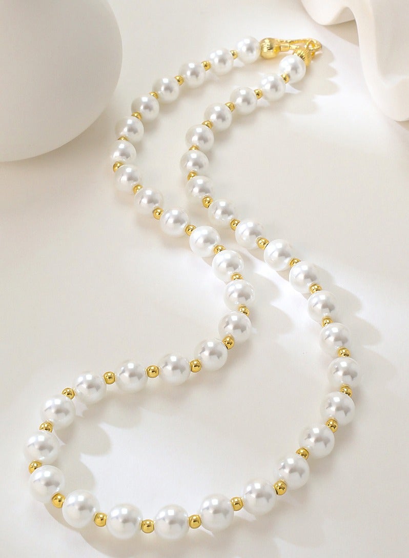 Mark Fairwhale French Minimalist Pearl Necklace Earring Bracelet Four Piece Set - Image 4