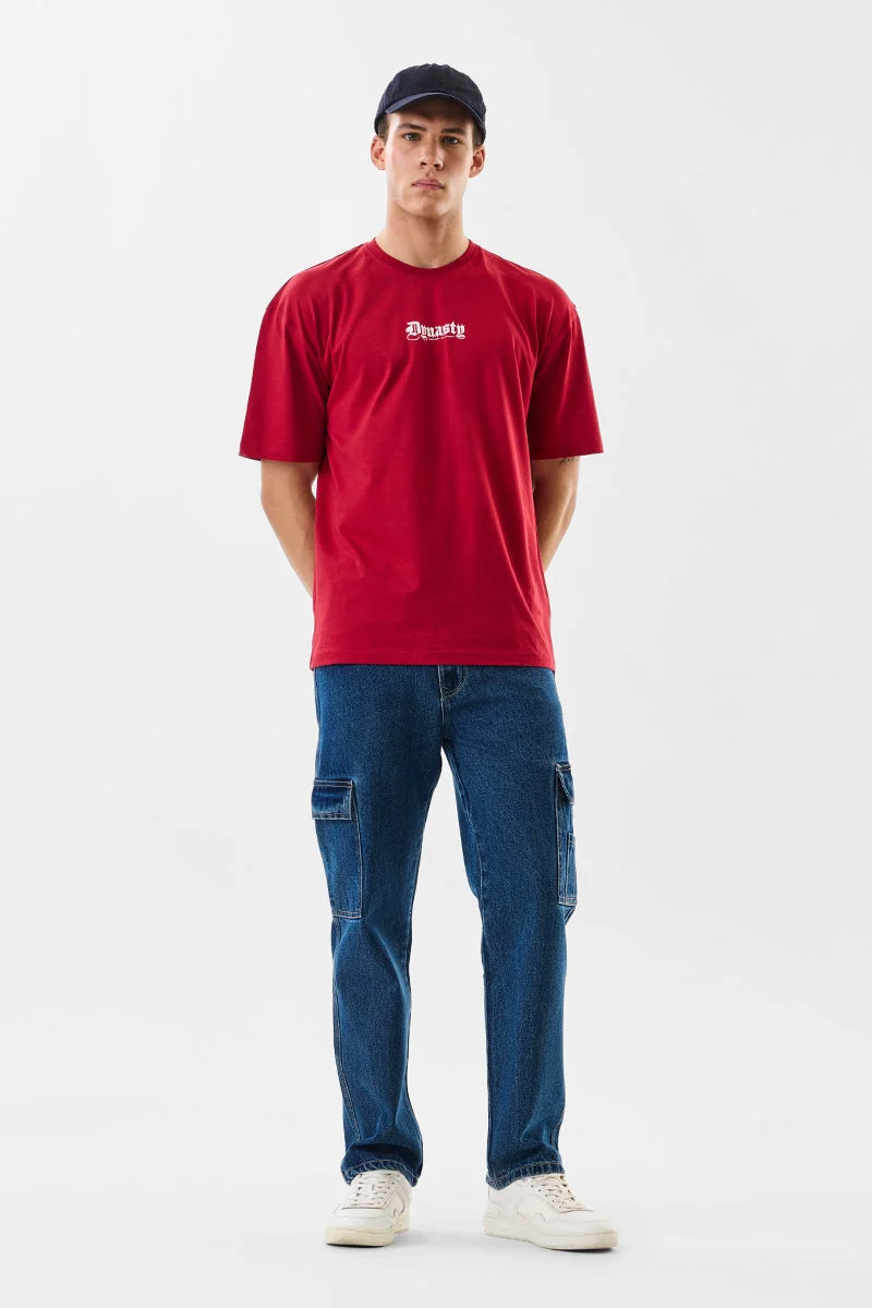 SNITCH Blue Regular Fit Cargo Jeans for Men | Best Price UAE