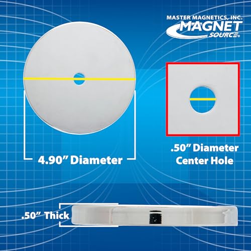 Master Magnetics عبوة مغناطيس سيراميك بقاعدة دائرية من ماستر ماغنيتيكس - مغناطيسات قوية للاستخدام الثقيل - سحب 200 رطل لكل واحدة - للاستخدام الداخلي والخارجي - مطلي بالكروم - قطر 4.90 بوصة - ثقب 0.50 بوصة - سمك 0.50 بوصة - عبوة من 2 - Image 4