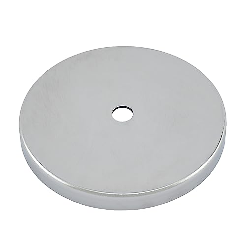 Master Magnetics عبوة مغناطيس سيراميك بقاعدة دائرية من ماستر ماغنيتيكس - مغناطيسات قوية للاستخدام الثقيل - سحب 200 رطل لكل واحدة - للاستخدام الداخلي والخارجي - مطلي بالكروم - قطر 4.90 بوصة - ثقب 0.50 بوصة - سمك 0.50 بوصة - عبوة من 2 - Image 2