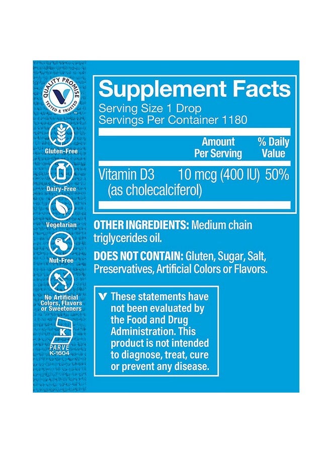 The Vitamin Shoppe Children's Liquid Vitamin D3 - Support Immune & Bone Health - 400 IU (1 fl. oz.) - Image 3