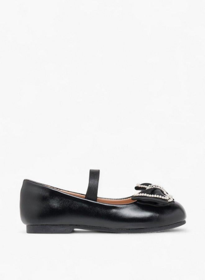 جونيورز حذاء باليرينا بناتي بشريطة مطاطية وزينة فيونكة - Image 2