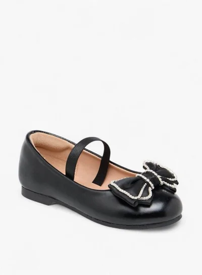 JUNIORS Girls Bow Accent Ballerina Shoes with Elasticated Strap