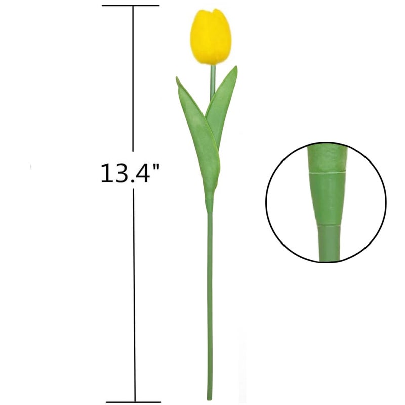 SHINE-CO LIGHTING Artificial Tulips 10Pcs Real Touch Fake Tulips PU Flower Arrangement Bouquets for Home Party Decoration (Yellow) - Image 4