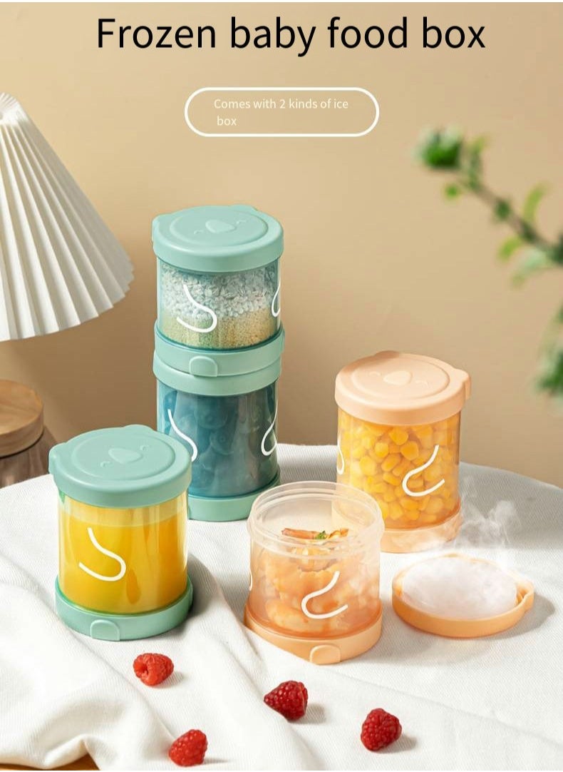 Hogokids - Baby Fruit Preservation Bowl Children's Food Box Freezer Box Portable Homemade Ice Box Two-piece 200ml+300ml Orange - Image 1