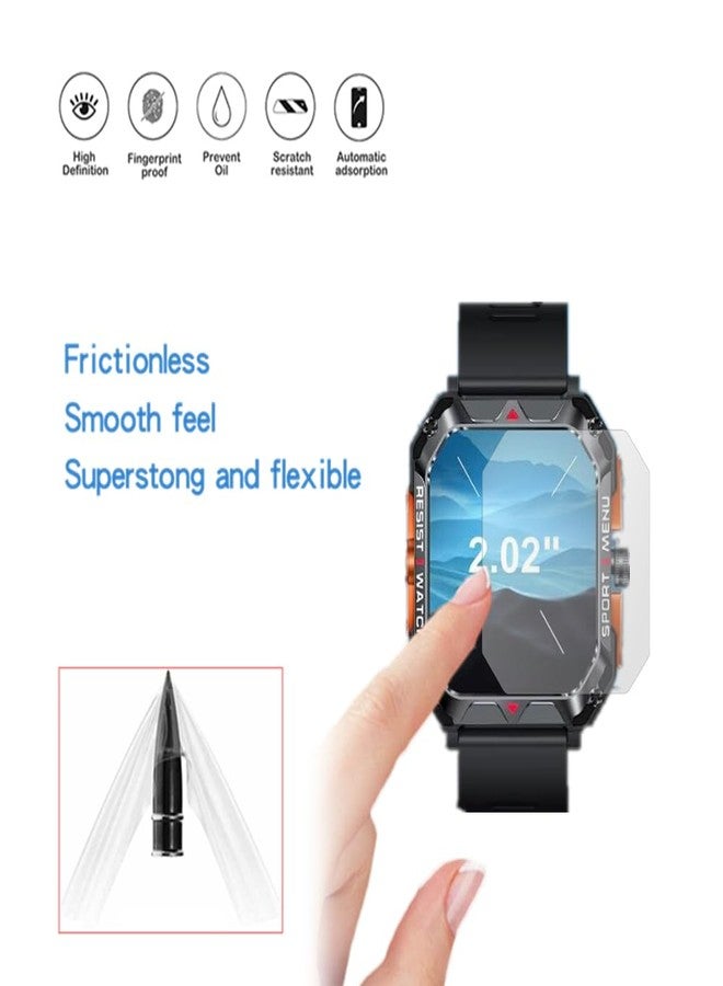 MIHENCE Compatible for FreeDvigor 2.02'' Smart Watches Screen Protector, PET HD Protective Film Compatible for Bgulong/Cheerall/FreeDvigor H22 2.02 Inches Smart Watch (6PCS) - Image 4