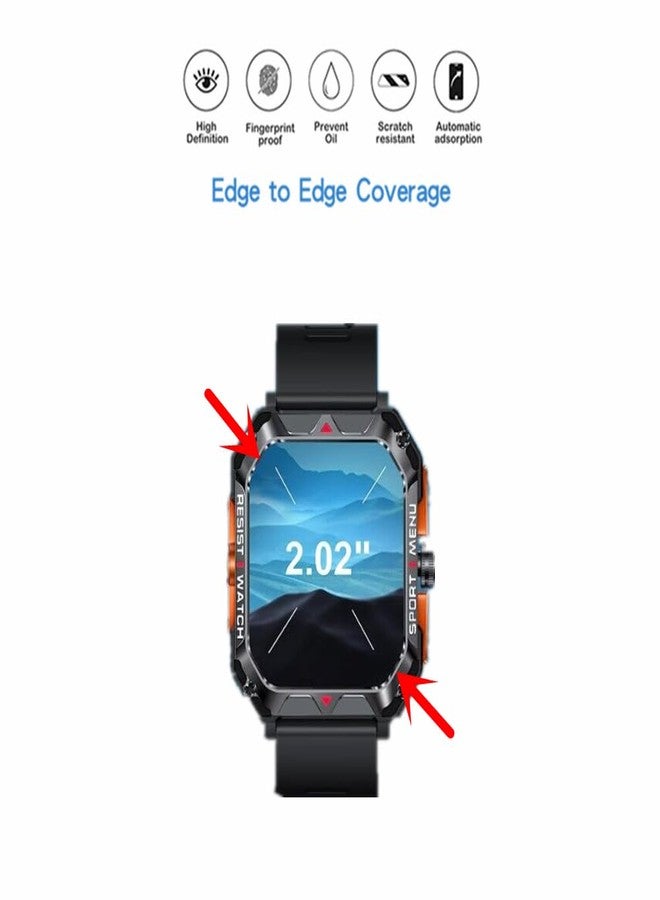 MIHENCE Compatible for FreeDvigor 2.02'' Smart Watches Screen Protector, PET HD Protective Film Compatible for Bgulong/Cheerall/FreeDvigor H22 2.02 Inches Smart Watch (6PCS) - Image 3