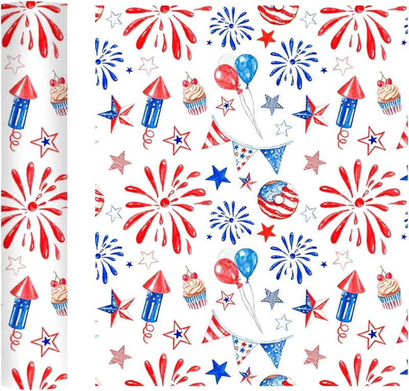 Heat Transfer Vinyl, Patriotic Print Red White Blue Ink Heat Transfer Iron on Vinyl Bundle Sheets USA American Flag Pattern 4th of July Independence Day Washable for Ironing Clothes, 12x10 Inch - Image 2