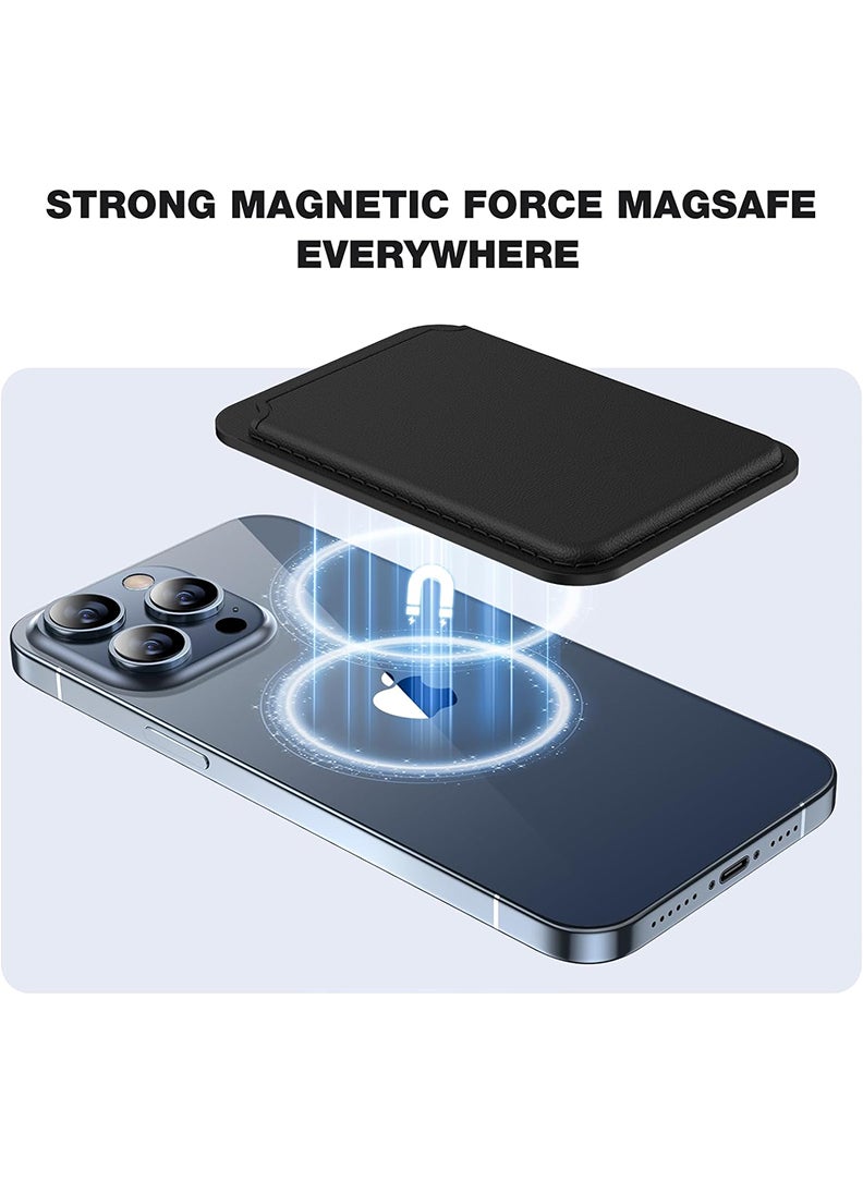 Theodor - Magnetic Wallet, Compatible with MagSafe Wallet, for iPhone Wallet, for iPhone 16/15/14/13/12 Series, Not for iPhone 13/12 mini, 3 Card Holder, Vegan Leather, Black - Vase in moonlight - Image 1
