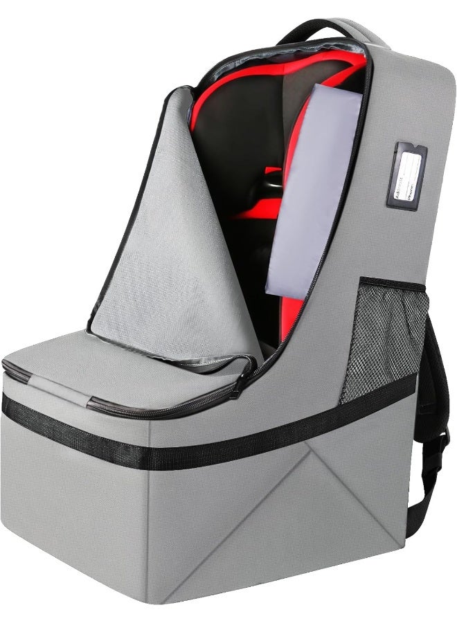 YOREPEK Gate Check Car Seat Travel Bag, Padded Carseat Cover for Airplane Travel, Car Seat Carrier for Airport, Baby Carseat Backpack for Air Travel (Grey) - Image 1