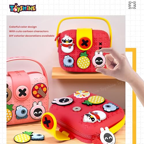 Toyshine Cute Multifunctional Lightweight Childrens Crossbody Camera Bag EVA Toddler DIY Shoulder Bag Handbag cum silicone Purse for Girls kids with Adjustable Strap - Red - Image 3