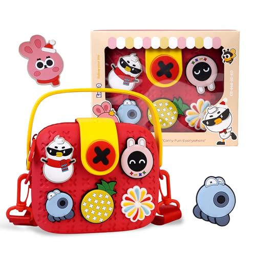 Toyshine Cute Multifunctional Lightweight Childrens Crossbody Camera Bag EVA Toddler DIY Shoulder Bag Handbag cum silicone Purse for Girls kids with Adjustable Strap - Red - Image 1