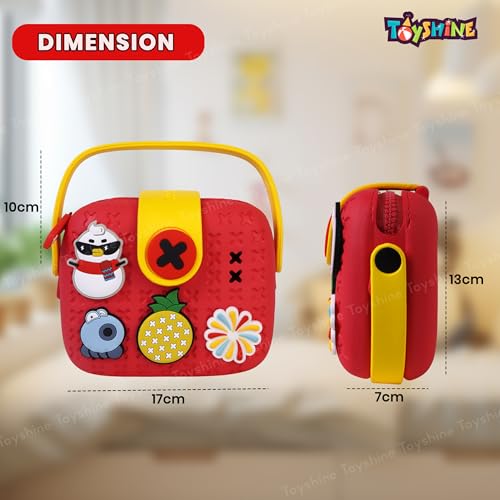 Toyshine Cute Multifunctional Lightweight Childrens Crossbody Camera Bag EVA Toddler DIY Shoulder Bag Handbag cum silicone Purse for Girls kids with Adjustable Strap - Red - Image 4
