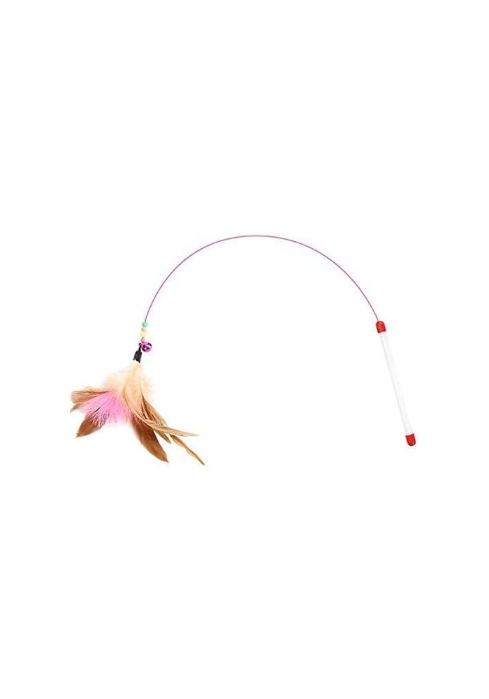 Cat Toy Feather Wand - Interactive Pet Cat Kitten Chaser Teaser with Bell Beads - Image 2