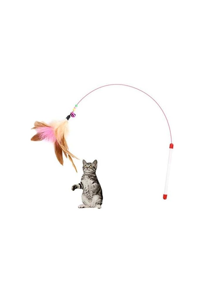 Cat Toy Feather Wand - Interactive Pet Cat Kitten Chaser Teaser with Bell Beads - Image 4