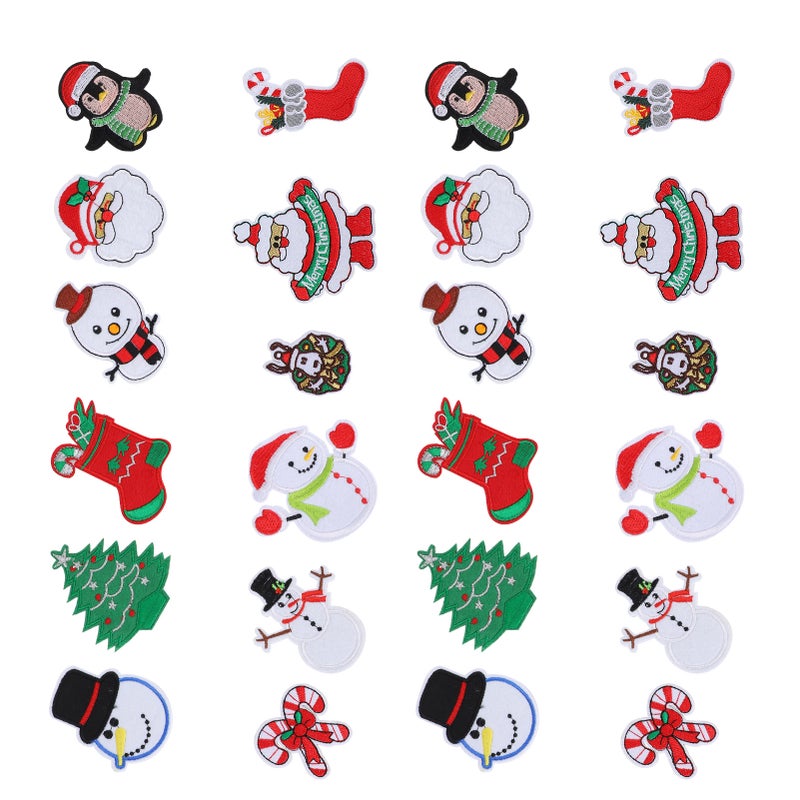 24Pcs Christmas Patches Embroidery Cloth Stickers Santa Claus Snowman DIY Ironing Patch - Image 5