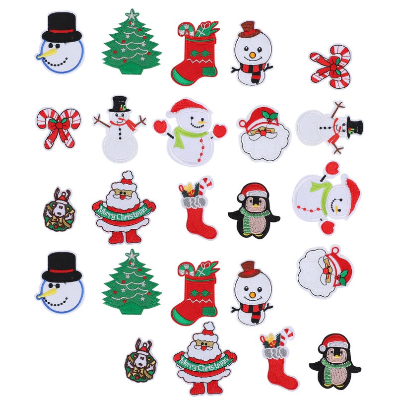 24Pcs Christmas Patches Embroidery Cloth Stickers Santa Claus Snowman DIY Ironing Patch - Image 2